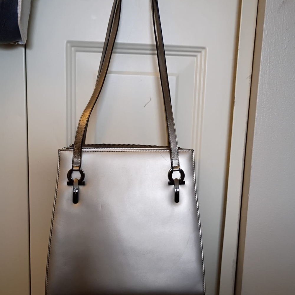 Salvatore Ferragamo Pewter Shoulder Bag